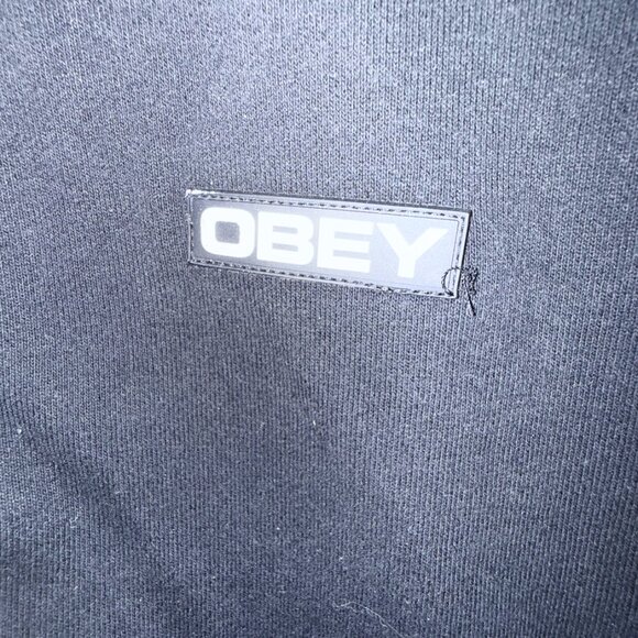 Obey jacket black, large. Soft material zipper pockets - Picture 5 of 6